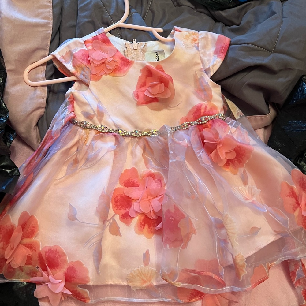 3-6 month baby dress pink floral worn once